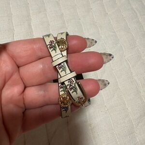 Tory Burch Floral Cream Belt with Gold Buckle